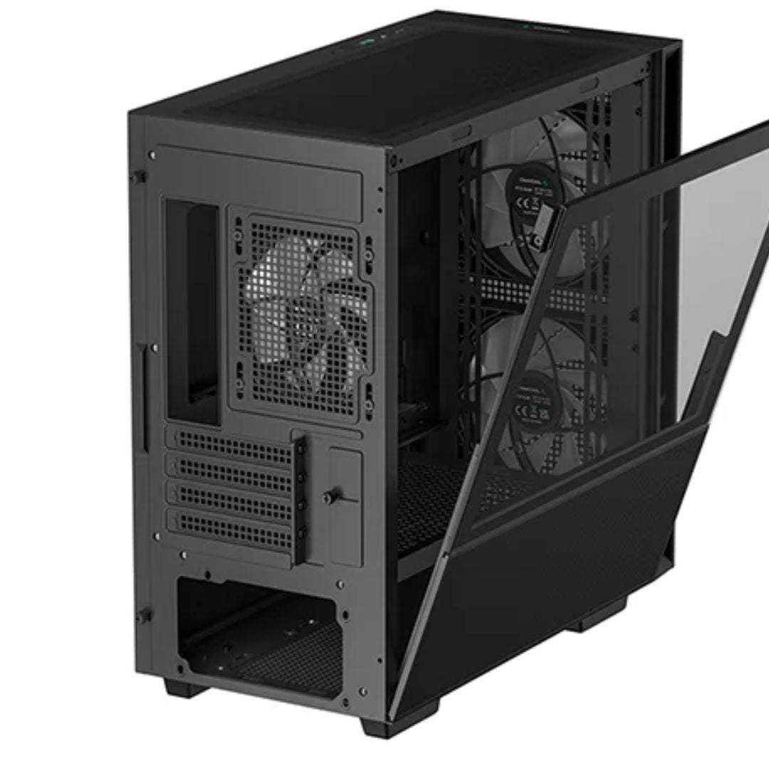 DeepCool CH360 Black Micro ATX Case, Tempered Glass Window, 1x USB 3.0, 1x USB-C, HD Audio, 2x 14... - Image 3