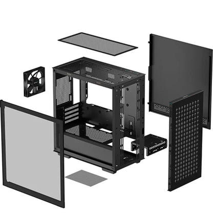 DeepCool CH360 Digital Black Micro ATX Case, Digital Status Display, Tempered Glass Window,1x USB 3.0, 1x USB-C, HD Audio, 2x 140mm ARGB and 1x 120mm