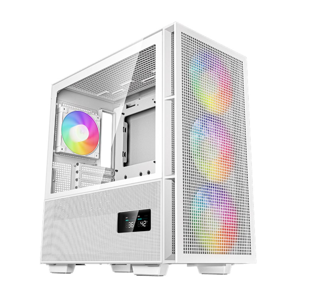 DeepCool CH560 DIGITAL White High Airflow Mid-Tower ATX Case, Digital Status Display, Magnetic Hy...
