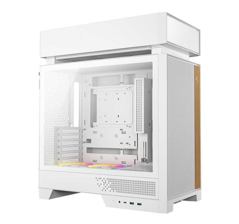 DeepCool CL660 WH Innovative Compartmentalized Optimized ATX Case Pre-installed Dual ARGB Fans, B...