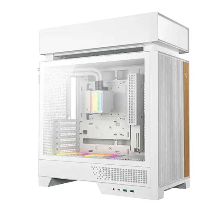 DeepCool CL6600 White Innovative Compartmentalised ATX Case, Pre-installed 360mm Liquid Cooler, U...