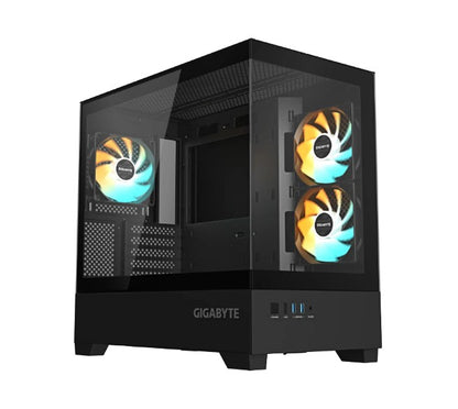 Gigabyte C201 PANORAMIC, Mid Tower, mini-ITX/m-ATX, Black, H431x W242x D430 mm, 5 Slots, USB 3.0...