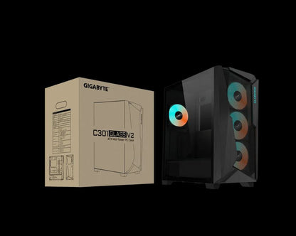 Gigabyte C301V2 RGB Tempered Glass E-ATX Black Mid Tower Gaming Chassis  2x3.5' 2x2.5' 2xUSB3.0 D... - Image 4