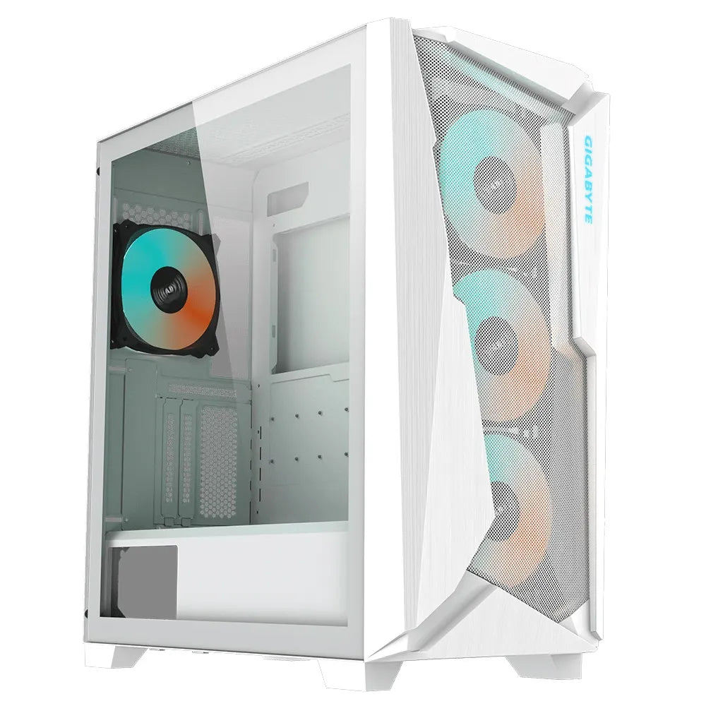 (LS) Gigabyte C301 RGB Tempered Glass E-ATX White Mid Tower Gaming Chassis  2x3.5' 2x2.5' 2xUSB3....