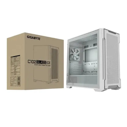 GIGABYTE C102 GLASS ICE Mid Tower case, 450x 210x 450 mm, White, 5 Expansion slots, 2x 3.5' Drive...