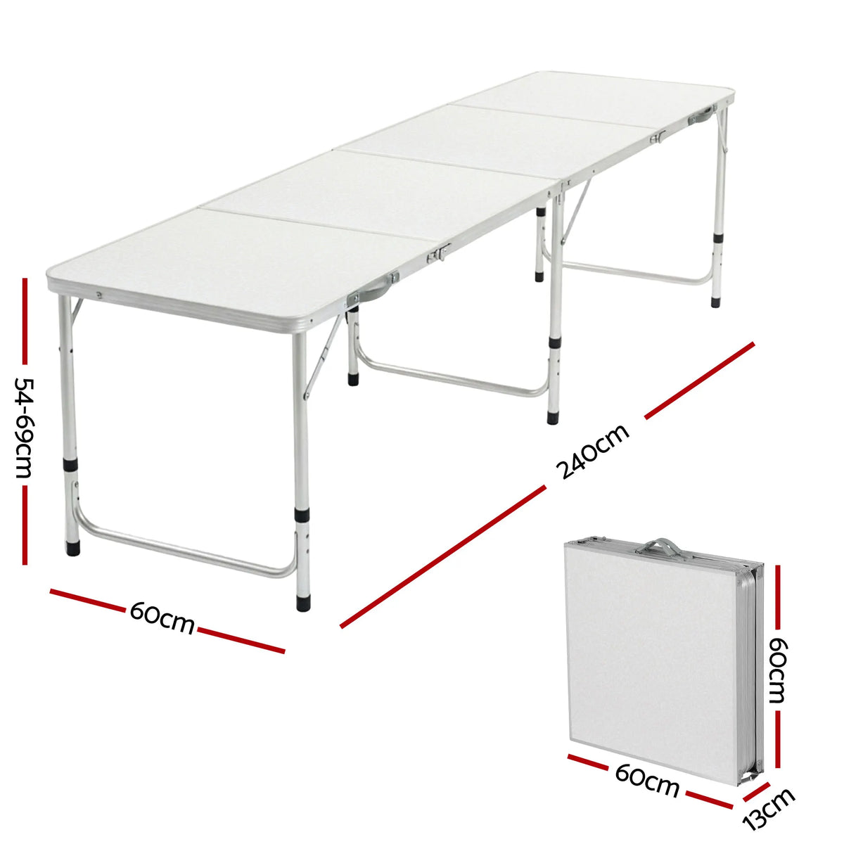 Weisshorn Folding Camping Table 240CM Portable Outdoor Picnic BBQ Aluminium Desk - Image 2
