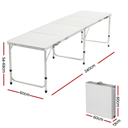 Weisshorn Folding Camping Table 240CM Portable Outdoor Picnic BBQ Aluminium Desk - Image 2