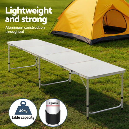 Weisshorn Folding Camping Table 240CM Portable Outdoor Picnic BBQ Aluminium Desk - Image 4