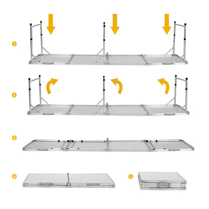 Weisshorn Folding Camping Table 240CM Portable Outdoor Picnic BBQ Aluminium Desk - Image 8