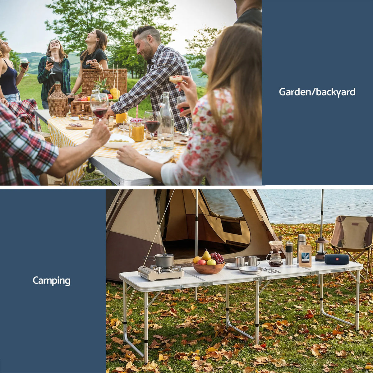 Weisshorn Folding Camping Table 240CM Portable Outdoor Picnic BBQ Aluminium Desk - Image 9