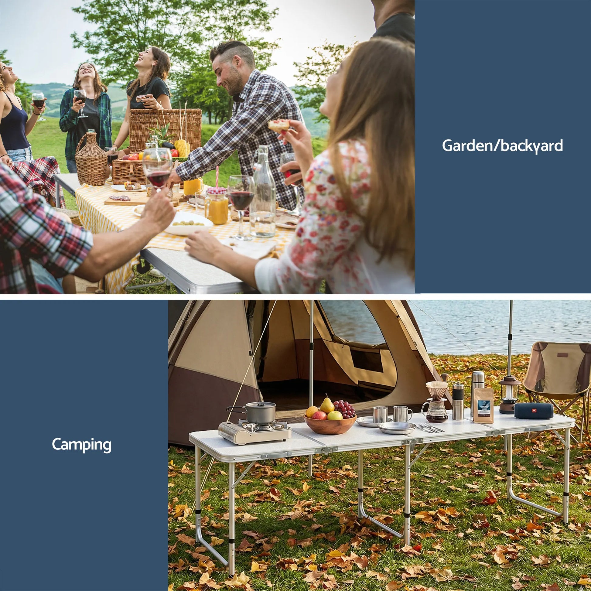 Weisshorn Folding Camping Table 240CM Portable Outdoor Picnic BBQ Aluminium Desk - Image 9