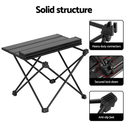 Weisshorn Folding Camping Table 40CM Roll Up Outdoor Picnic BBQ Aluminium Desk - Image 6