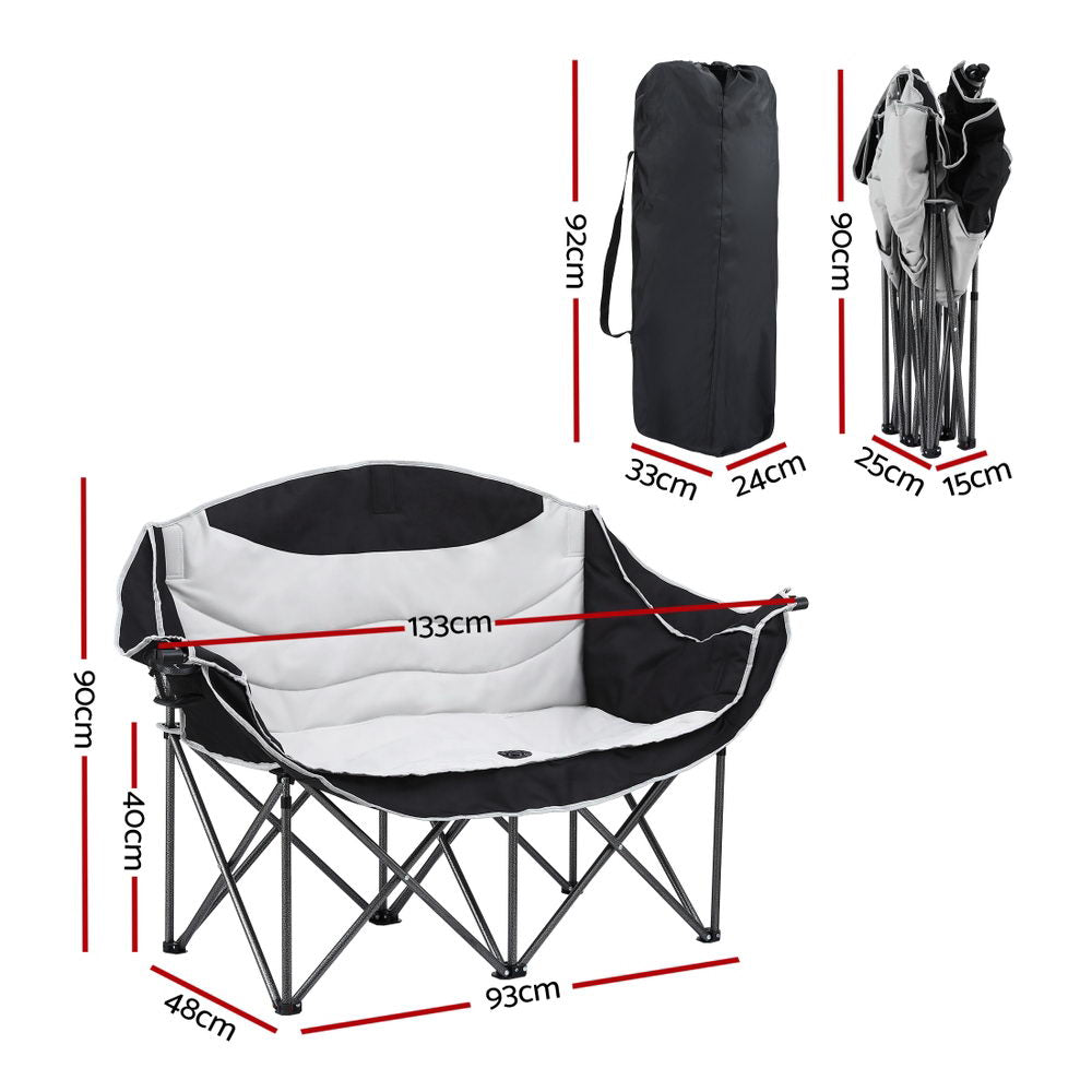 Weisshorn Camping Chair Double Folding Moon Chair Portable Seat 240KG - Image 2