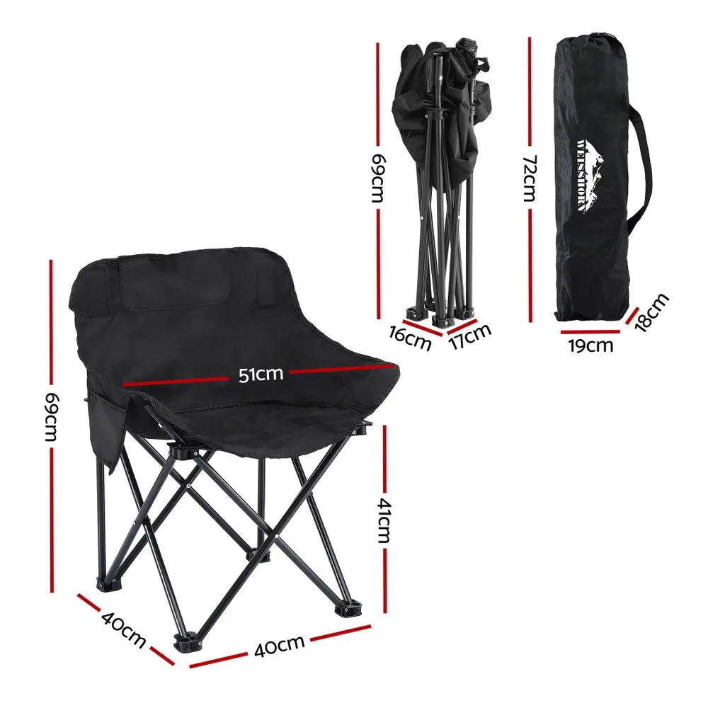 Weisshorn Folding Camping Moon Chair Portable Seat Weight Capacity 120KG Black - Image 2