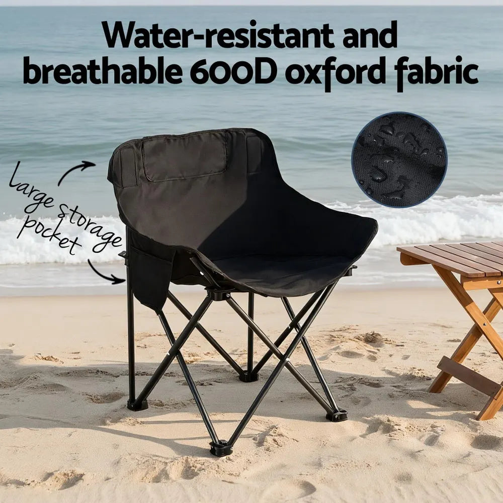 Weisshorn Folding Camping Moon Chair Portable Seat Weight Capacity 120KG Black - Image 6