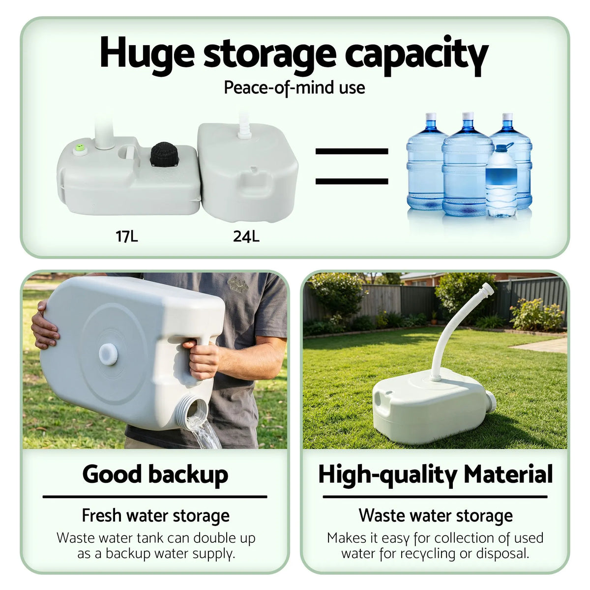 Weisshorn Camping Basin Portable Hand Wash Sink Stand 43L Capacity - Image 8
