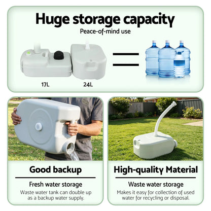 Weisshorn Camping Basin Portable Hand Wash Sink Stand 43L Capacity - Image 8