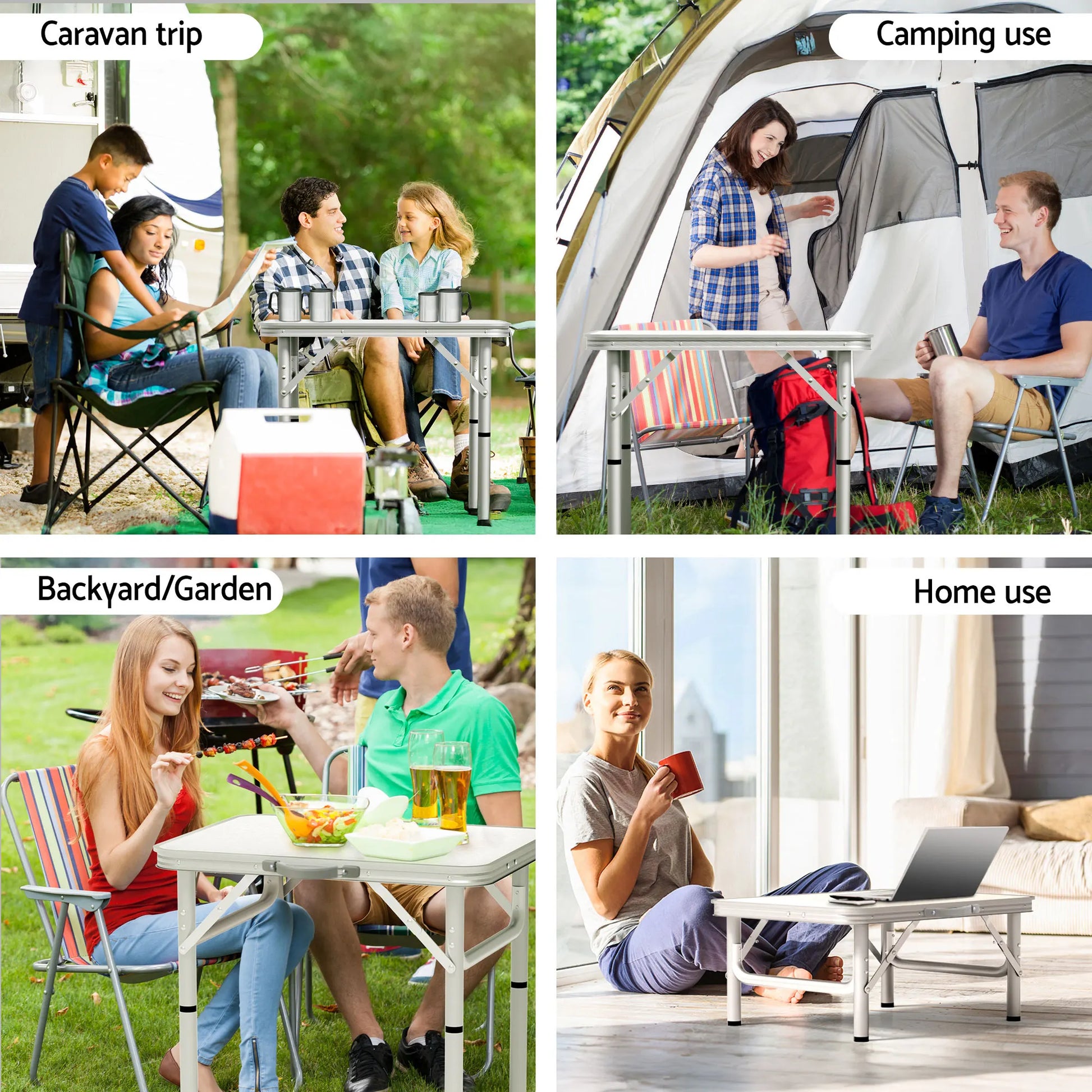Weisshorn Folding Camping Table 60CM Adjustable Portable Outdoor Picnic Desk - Image 4