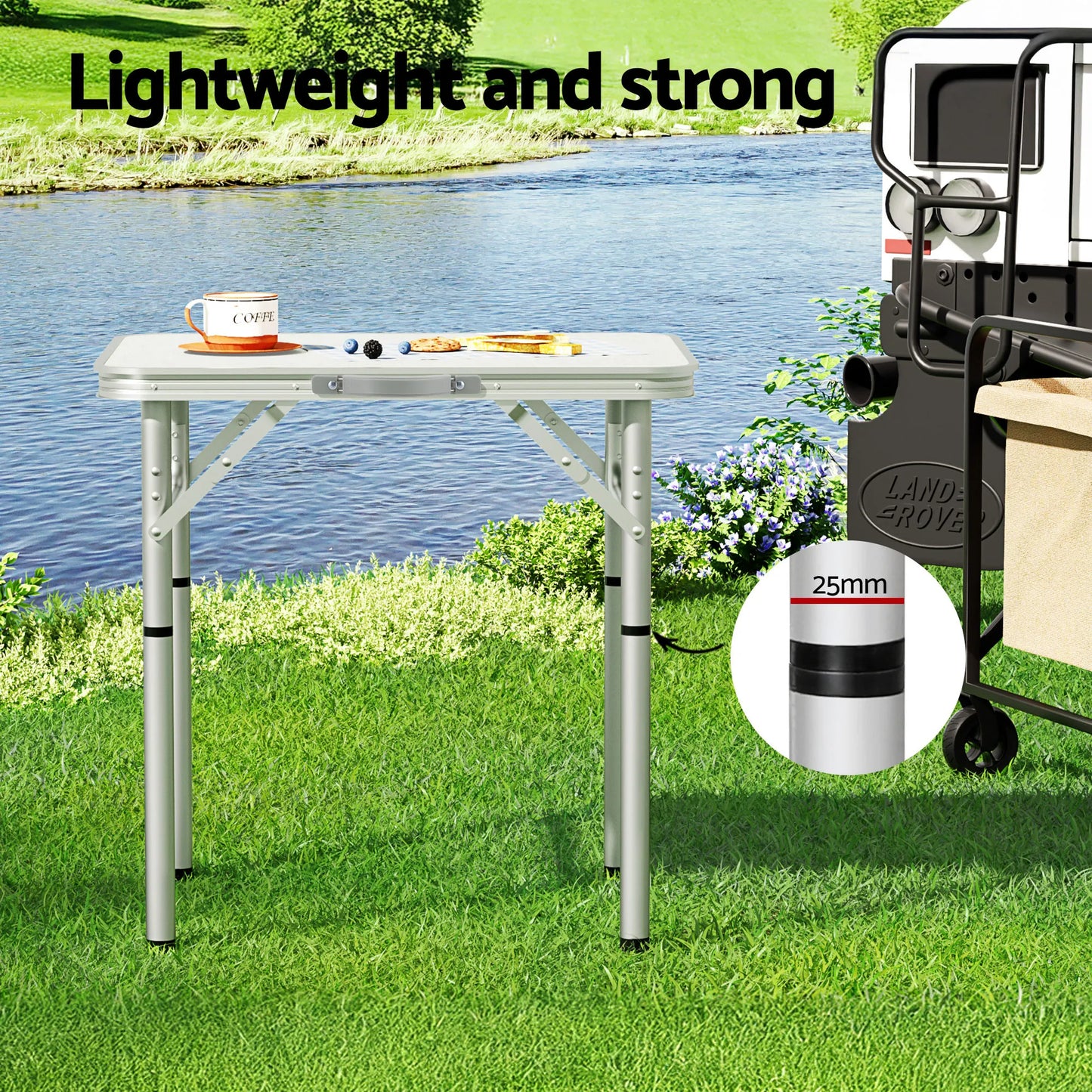 Weisshorn Folding Camping Table 60CM Adjustable Portable Outdoor Picnic Desk - Image 5