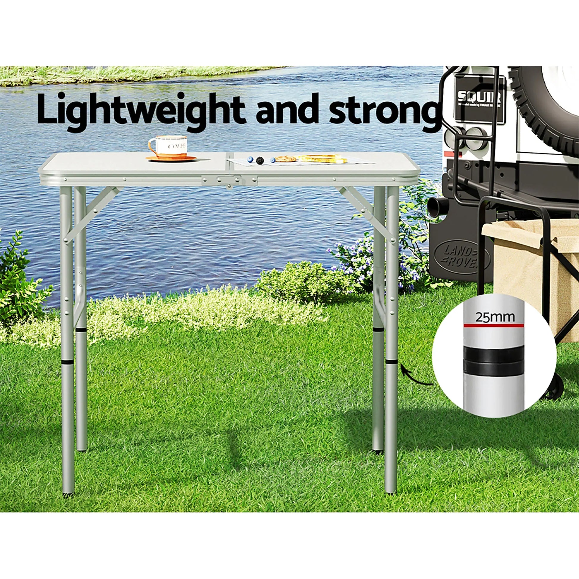 Weisshorn Folding Camping Table 90CM Adjustable Portable Outdoor Picnic Desk - Image 5