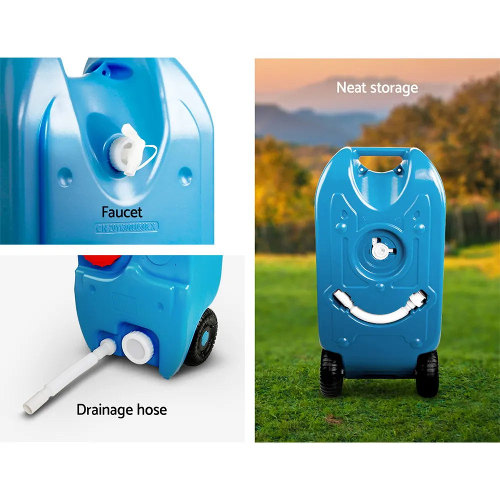 Weisshorn 40L Portable Water Container Carrier Wheels Water Tank Camping Blue - Image 5