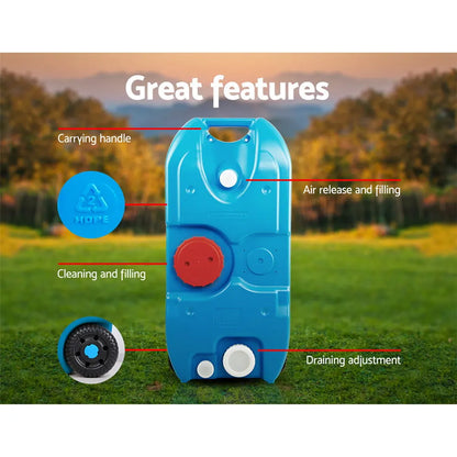 Weisshorn 40L Portable Water Container Carrier Wheels Water Tank Camping Blue - Image 6