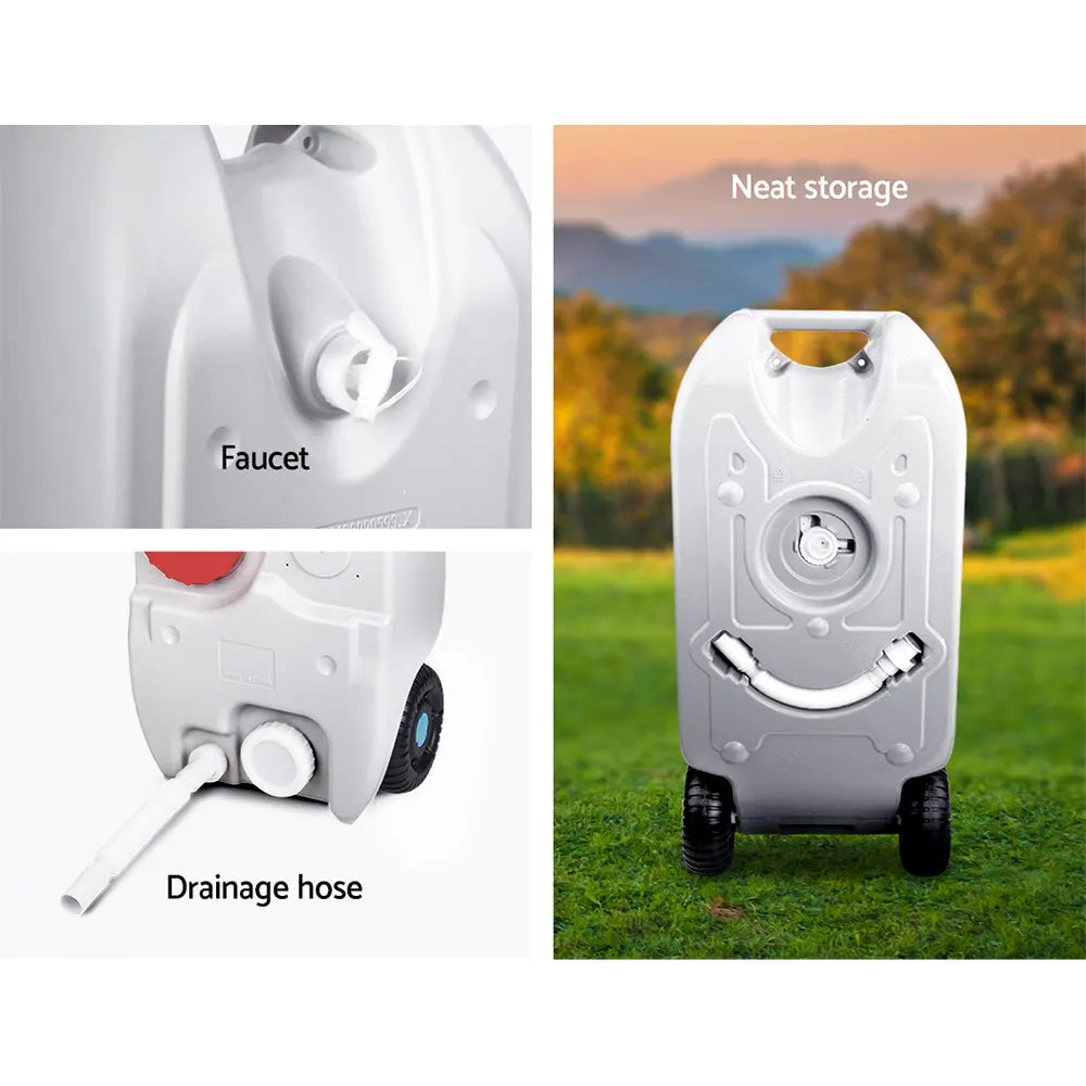 Weisshorn 40L Portable Water Container Carrier Wheels Water Tank Camping Grey - Image 5
