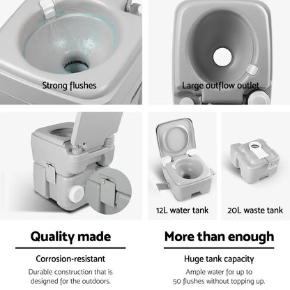 Weisshorn 20L Portable Camping Toilet Outdoor Flush Potty Boating With Bag - Image 4