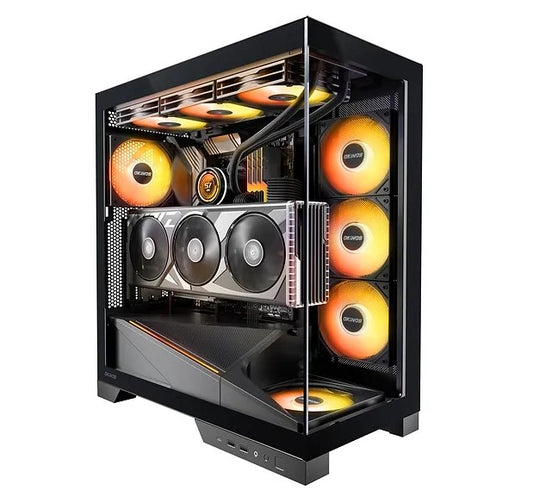 OKINOS AQ9 ARGB,Pre-Installed 5×120mm ARGB PWM Fan, ATX Mid Tower PC Case,Computer case with Pano...