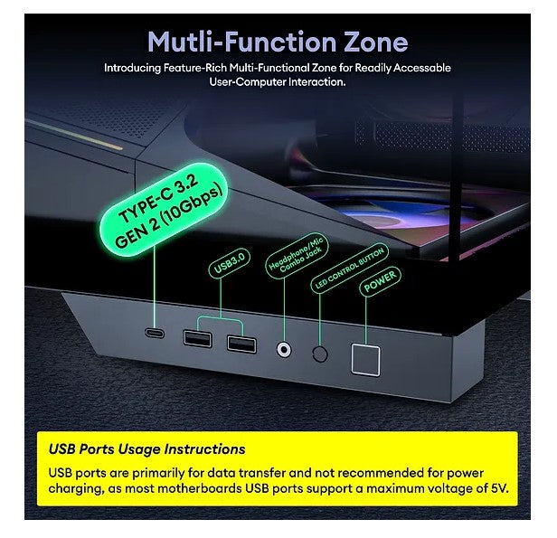 OKINOS AQ9 ARGB,Pre-Installed 5×120mm ARGB PWM Fan, ATX Mid Tower PC Case,Computer case with Pano... - Image 2