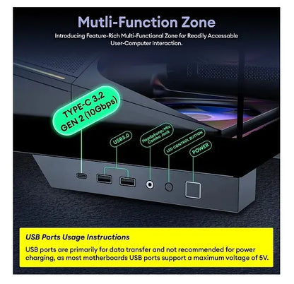 OKINOS AQ9 ARGB,Pre-Installed 5×120mm ARGB PWM Fan, ATX Mid Tower PC Case,Computer case with Pano... - Image 2