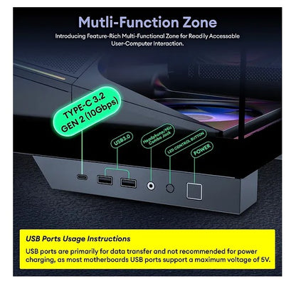 OKINOS AQ9 ARGB,Pre-Installed 5×120mm ARGB PWM Fan, ATX Mid Tower PC Case,Computer case with Pano... - Image 3