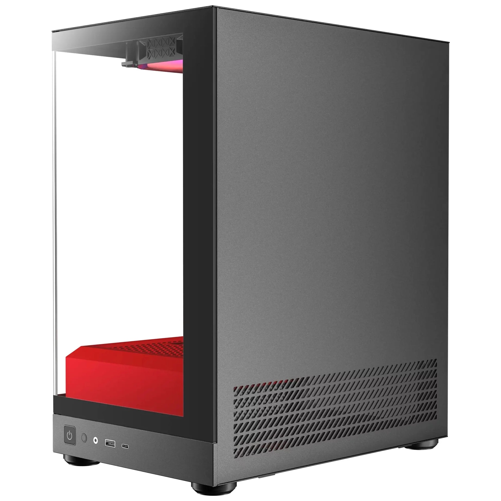 OKINOS AQUA UNO SCARLET, Mini Tower, Micro-ATX/ITX, 270° Tempered Glass, USB-C 5Gbps, 3× ARGB Fan... - Image 2