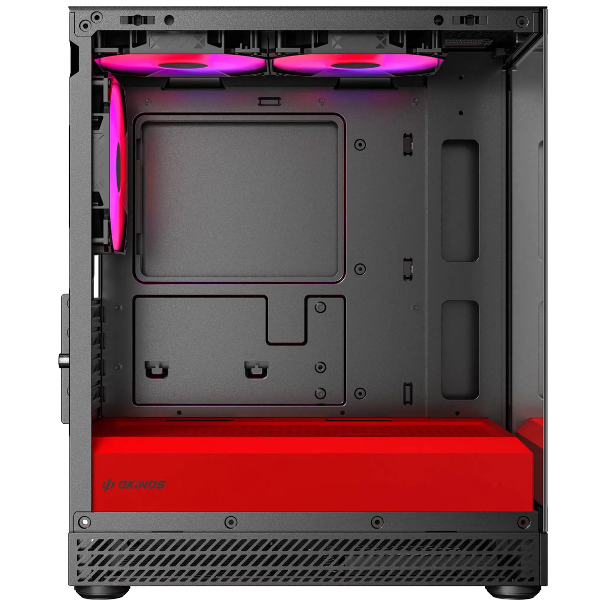 OKINOS AQUA UNO SCARLET, Mini Tower, Micro-ATX/ITX, 270° Tempered Glass, USB-C 5Gbps, 3× ARGB Fan... - Image 3