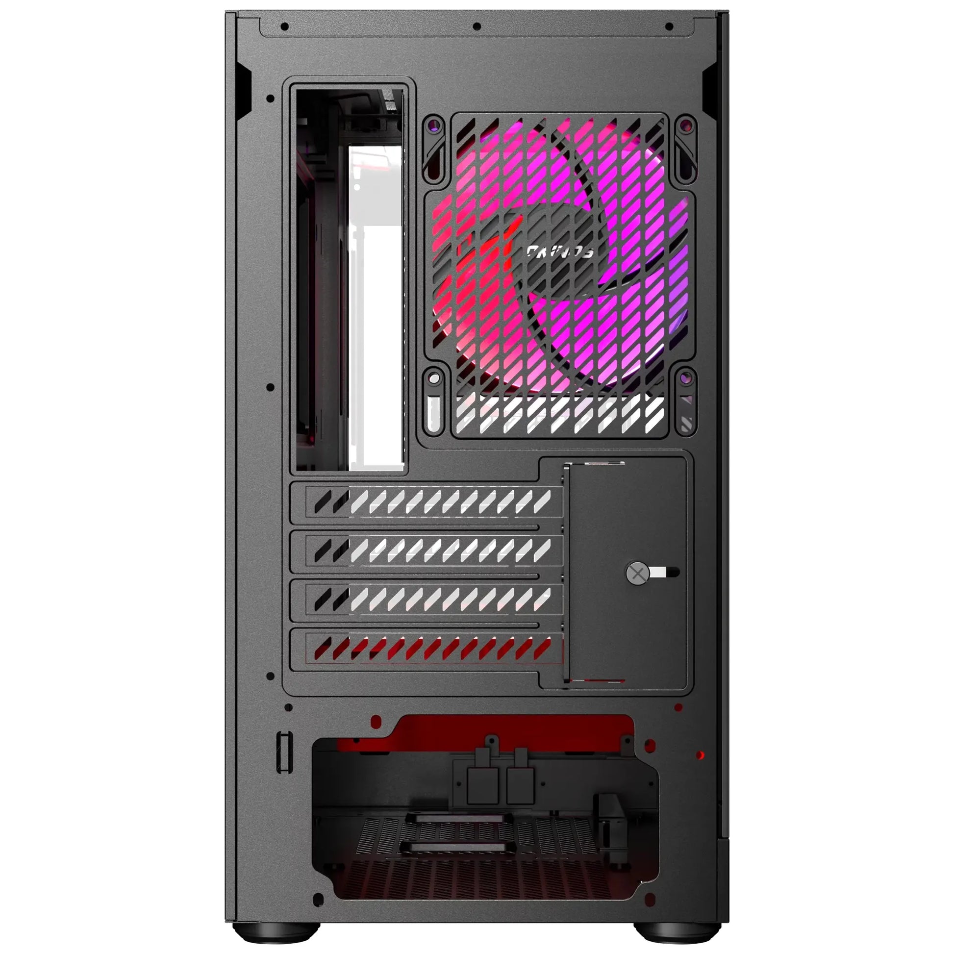 OKINOS AQUA UNO SCARLET, Mini Tower, Micro-ATX/ITX, 270° Tempered Glass, USB-C 5Gbps, 3× ARGB Fan... - Image 4