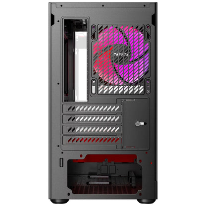 OKINOS AQUA UNO SCARLET, Mini Tower, Micro-ATX/ITX, 270° Tempered Glass, USB-C 5Gbps, 3× ARGB Fan... - Image 4