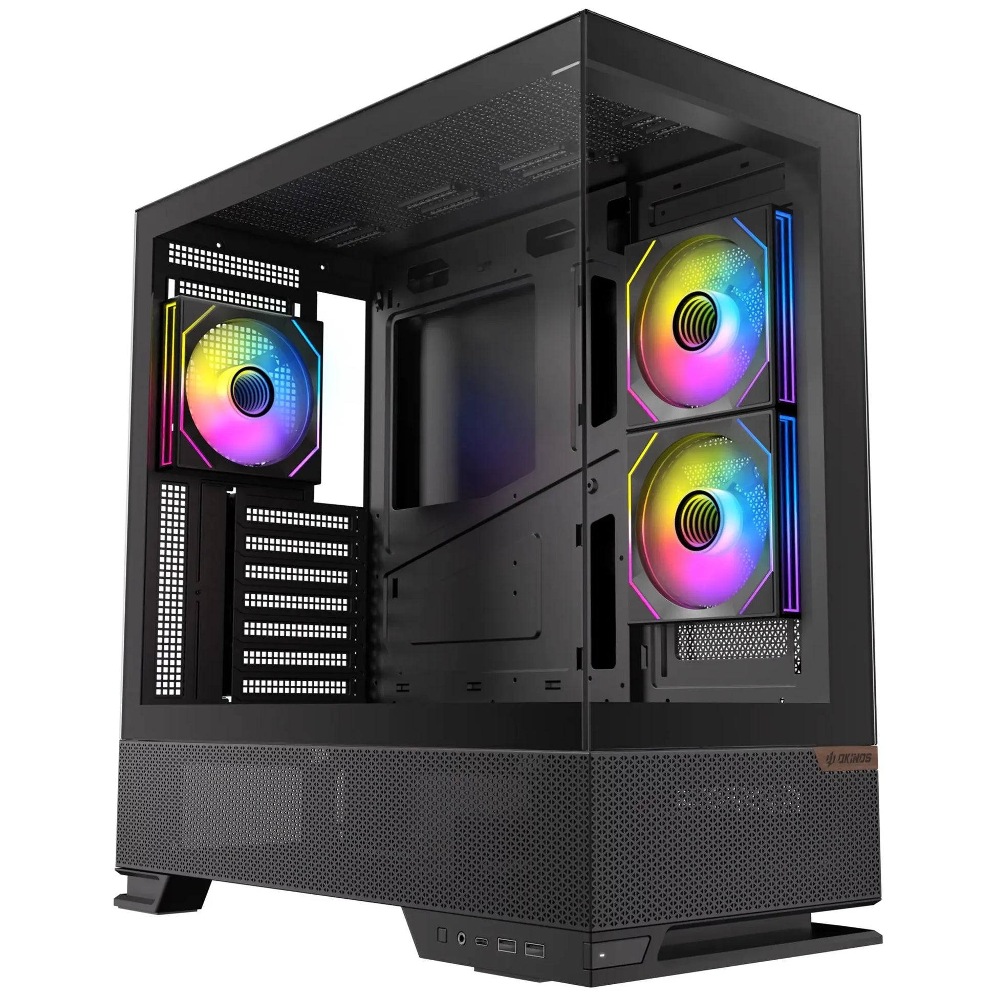 OKINOS Aqua 6 Infinity - Black, Mid Tower, ATX/Micro-ATX/ITX, 270° TG, USB-C 10Gbps, 3× ARGB PWM... - Image 2