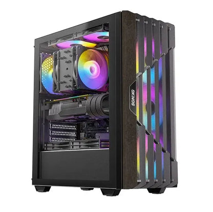 OKINOS Cypress P5 ARGB Oak Wood Trim ATX, 4x120mm ARGB Non-PWM Fans Pre-Installed,Type-C,Tempered...