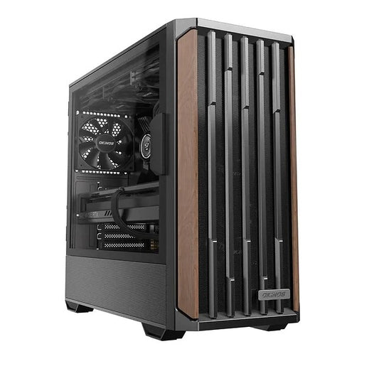 OKINOS Cypress P7 Genuine Walnut Wood Trim ATX, Type-C, Support 360mm Radiator on Top, 4 x 120mm...