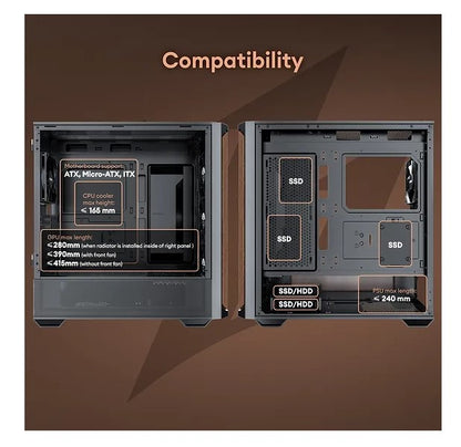 OKINOS Cypress P7 Genuine Walnut Wood Trim ATX, Type-C, Support 360mm Radiator on Top, 4 x 120mm... - Image 3