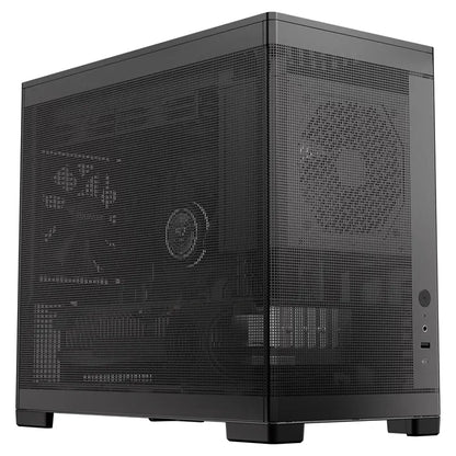 OKINOS Mini Art 4 - Black, Mini Tower, Micro-ATX/ITX, Mesh Panels, USB-C 10Gbps, 3 Fans, 240mm Ra...