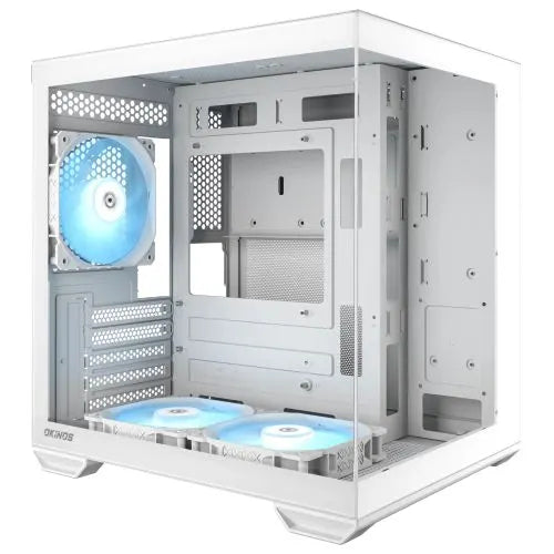 OKINOS Mirage 4 ES White Mini Tower Case, mATX/ITX, Tempered Glass, 3 x 120mm ARGB Fans, USB-C 5G...