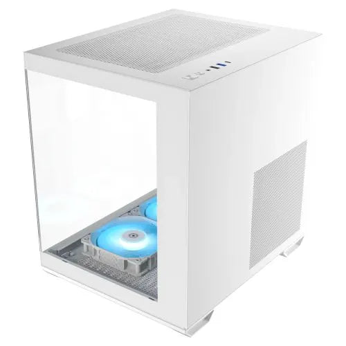 OKINOS Mirage 4 ES White Mini Tower Case, mATX/ITX, Tempered Glass, 3 x 120mm ARGB Fans, USB-C 5G... - Image 2