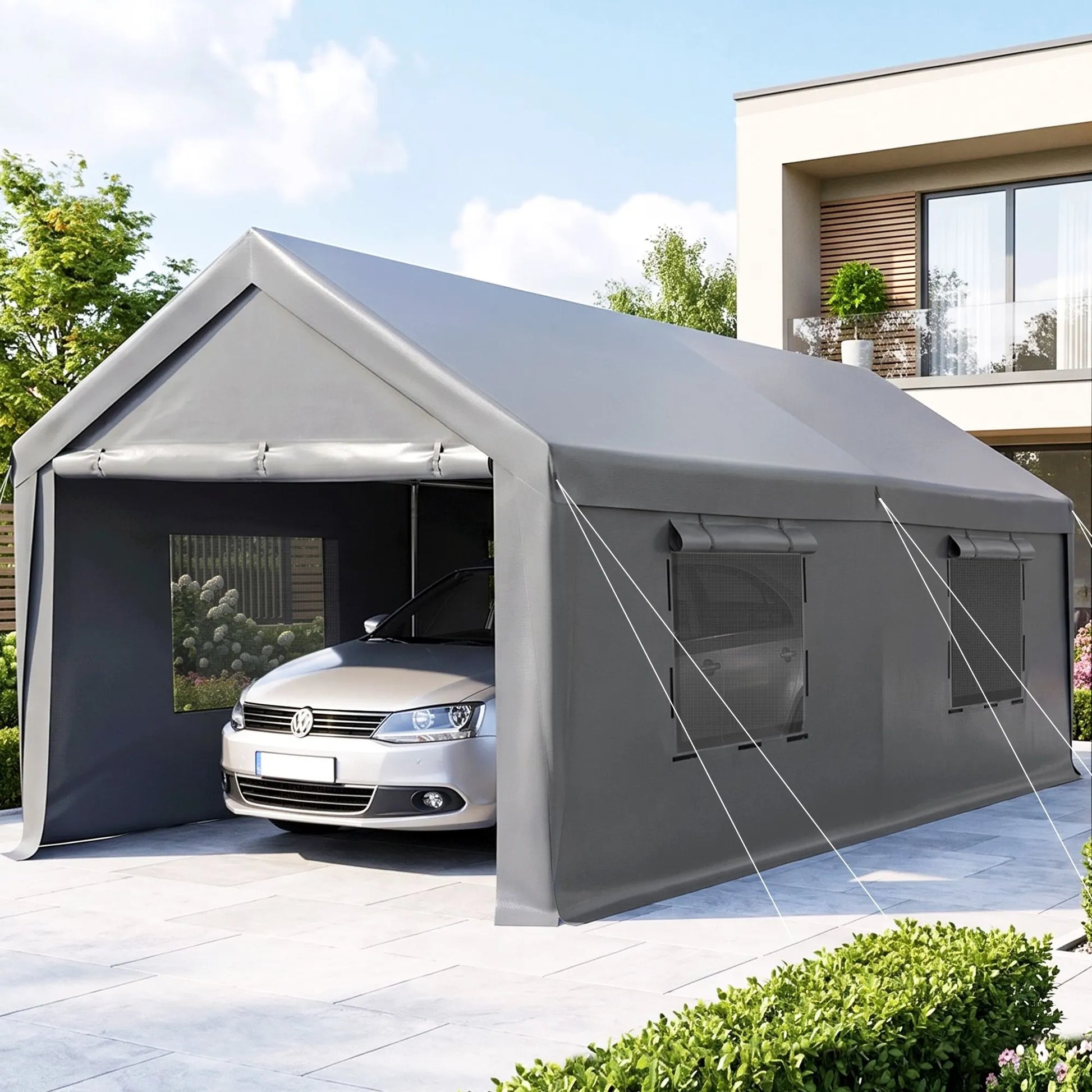 Instahut 3x6m Carports Canopy Tent Portable Garage Outdoor Steel Shelter Grey