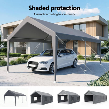 Instahut 3x6m Carports Canopy Tent Portable Garage Outdoor Steel Shelter Grey - Image 6