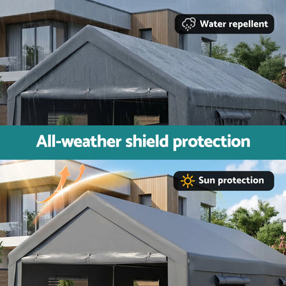 Instahut 3x6m Carports Canopy Tent Portable Garage Outdoor Steel Shelter Grey - Image 7