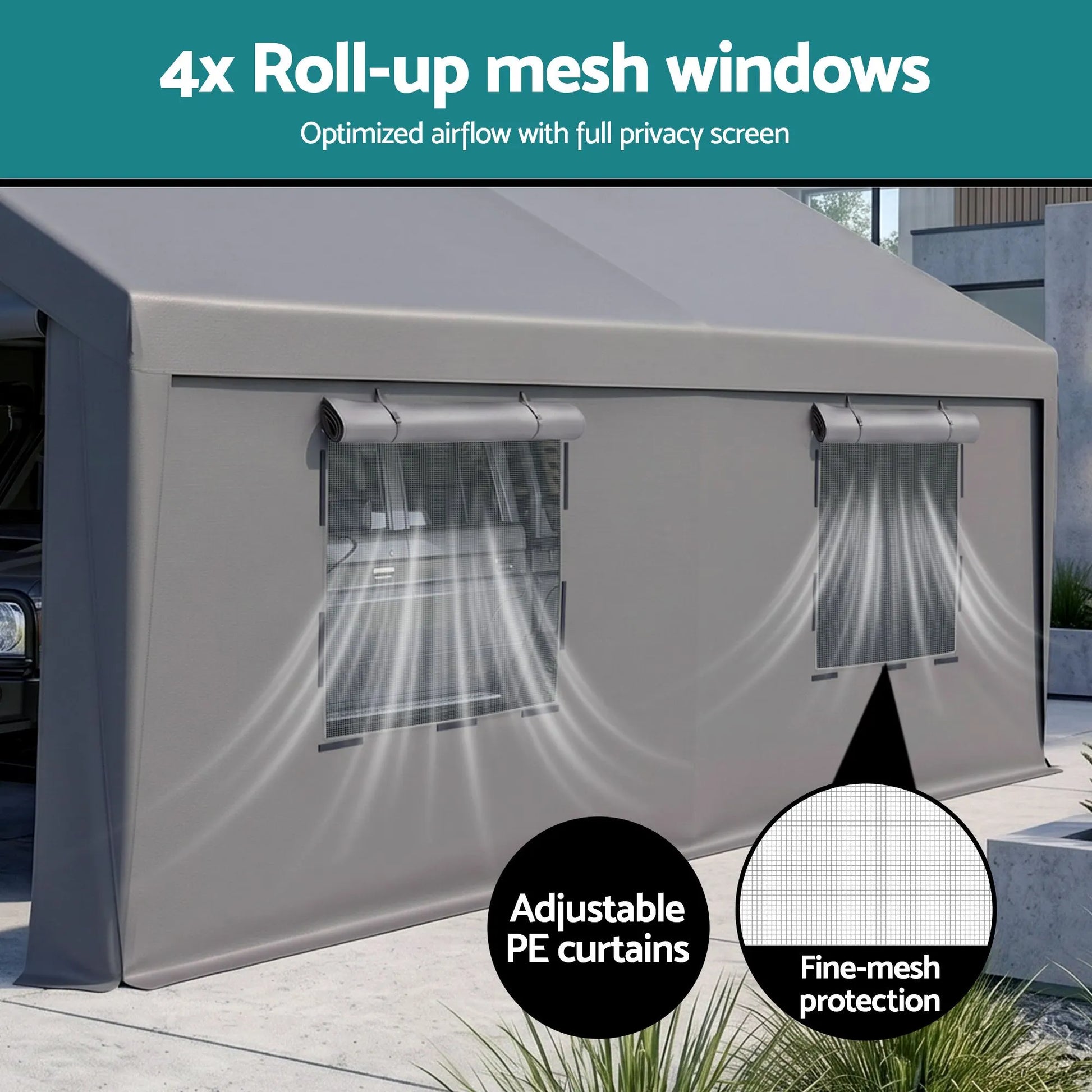 Instahut 3x6m Carports Canopy Tent Portable Garage Outdoor Steel Shelter Grey - Image 8