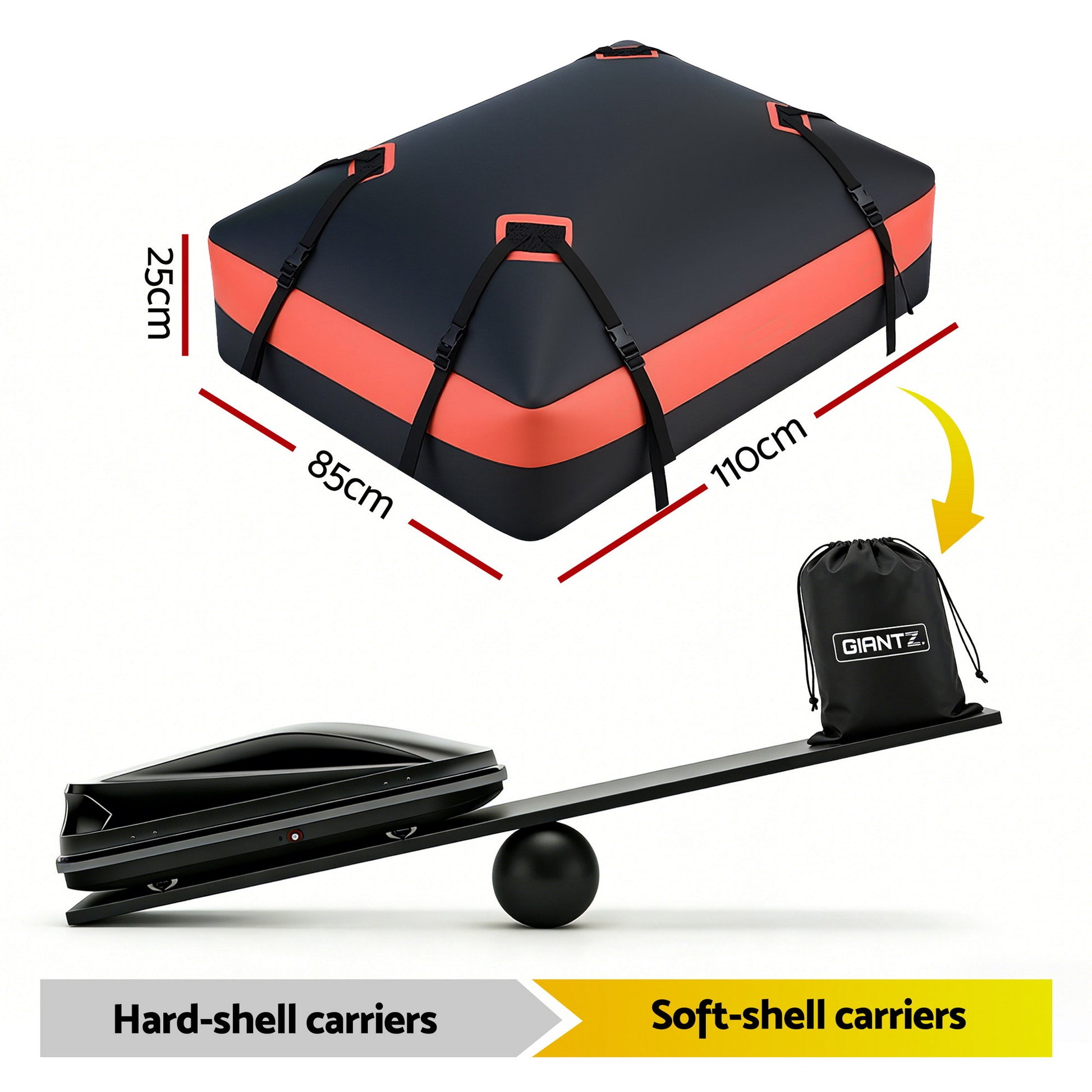Giantz Rooftop Cargo Bag Waterproof Car Luggage Carrier 15 Cubic Ft Universal - Image 2