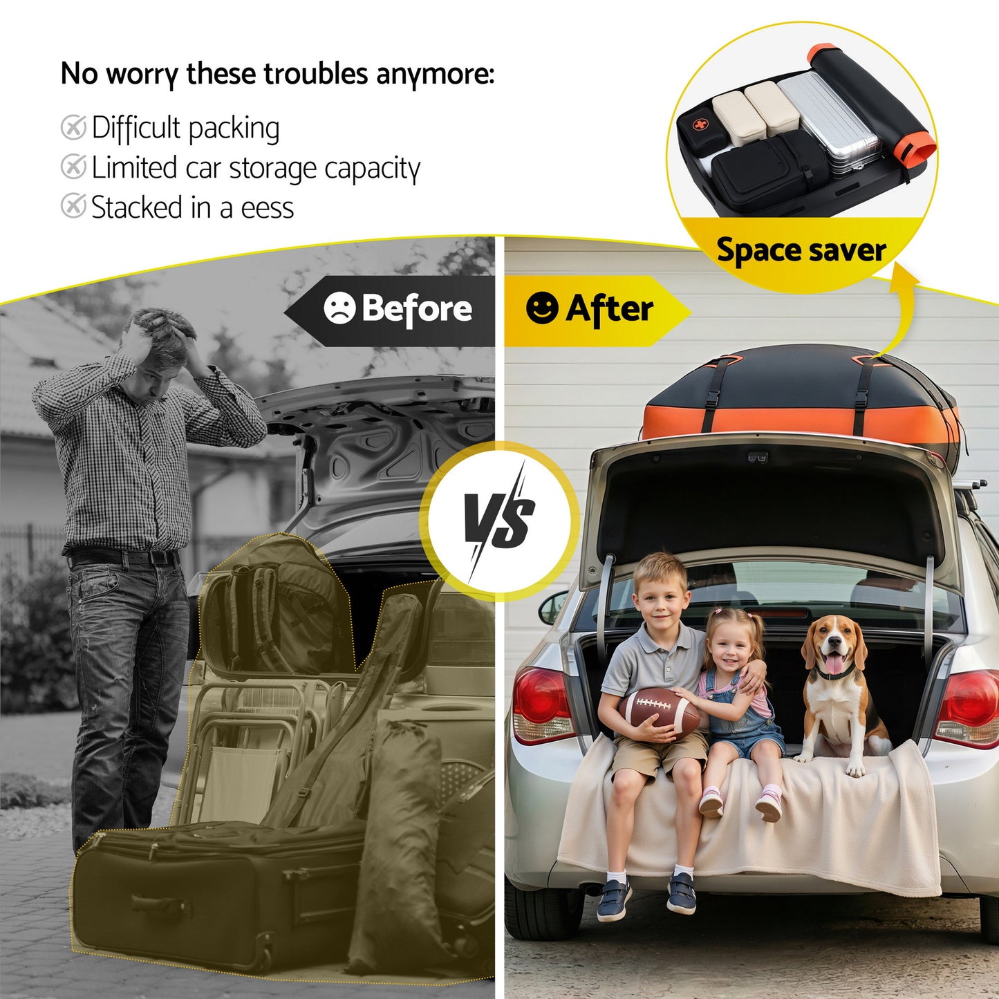 Giantz Rooftop Cargo Bag Waterproof Car Luggage Carrier 15 Cubic Ft Universal - Image 5