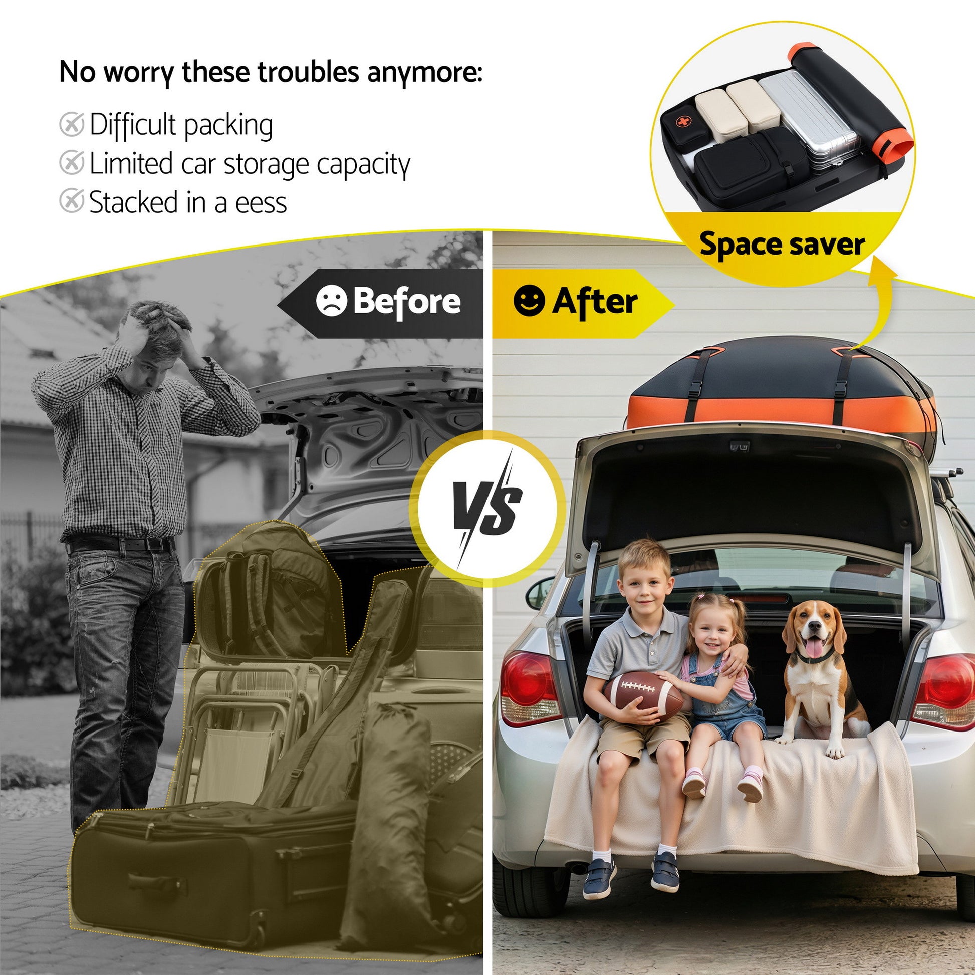 Giantz Rooftop Cargo Bag Waterproof Car Luggage Carrier 15 Cubic Ft Universal - Image 5